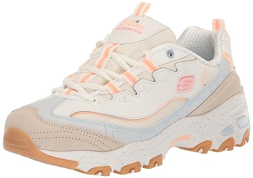 Image of Skechers Women's D'Lites Bold Views, Natural Leather/Mesh/Multi Trim, 6.5 UK