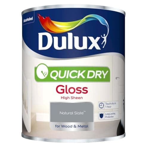 Image of Natural Slate Quick Dry Gloss Paint 750ml | Interior Wood and Metal Paint | High Shine Durable Finish | Fast Drying Trim Paint for Doors Skirting Boards Radiators and Furniture