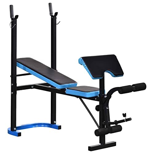 Image of HOMCOM Adjustable Weight Bench with Leg Developer Barbell Rack for Lifting and Strength Training Multifunctional Workout Station for Home Gym Fitness, Black