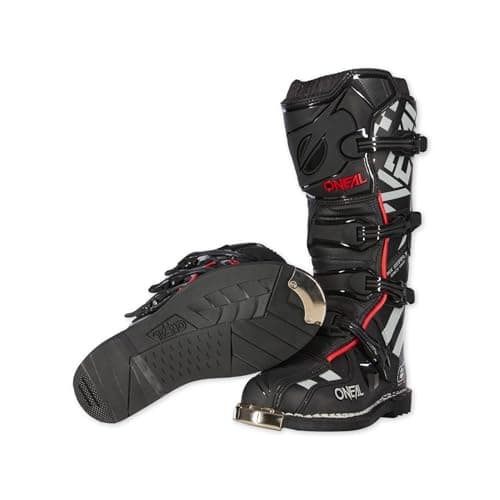Image of O'NEAL Motocross Boots Tribute Boot Squadron V.21 I MX Enduro I Ergonomic Motorcycle Shoes Men & Women with Metal Sole Protection I Black/Grey I Size 41/8