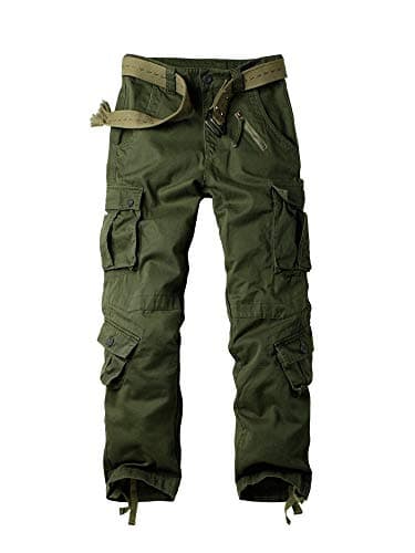 Image of OCHENTA Men's Casual Military Army Camo Combat Trousers,Wild Cargo Pants with 8 Pockets #3357 Army Green 30