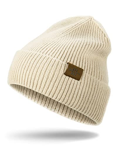 Image of Wmcaps Knit Beanie for Men, Stretchy Soft Warm Daily Cuffed Winter Hats, Unisex Comfortable Wooly Beanies Gifts for Men/Him/Dad (Dark Beige)