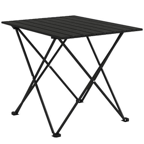 Image of Outsunny Folding Camping Table, Lightweight Metal Picnic Table with Carry Bag, Foldable Table for Outdoor Camping, Picnic, Hiking, BBQ, Fishing, Black