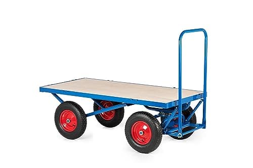 Image of Turntable Trolley, Heavy Duty Site Platform Hand Truck Cart with Pneumatic Tires (No Sides)