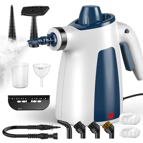 Image of ASSCA Handheld Steam Cleaner, 1050W Portable Pressurised Steam Cleaner with 12-Piece Accessories, Chemical-Free Multi-Purpose Cleaning for Car Interior Detailing, Sofa Upholstery, Kitchen & Bathroom