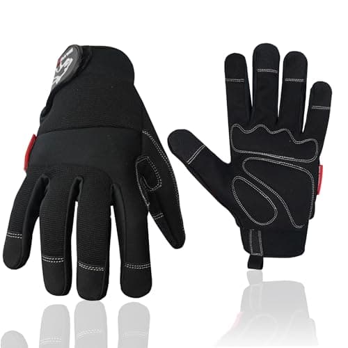 Image of Wolveskin Safety Work Gloves Men & Women - Utility Mechanic Working Gloves for Multi Purpose Use, Synthetic Leather, Heavy Duty, Firm Grip, Touchscreen, High Dexterity and Flexible (Black, Medium)