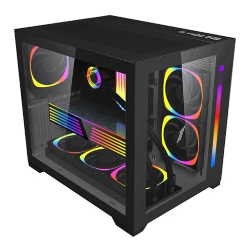 Image of 1st Player Steampunk SP7 - ATX Gaming Case - Dual Chamber - RGB LED Bar - Panoramic Quick Release Front/Side Tempered Glass - Support 360mm Radiator - USB 3.0 x 2 / USB Type C x 1 - Black
