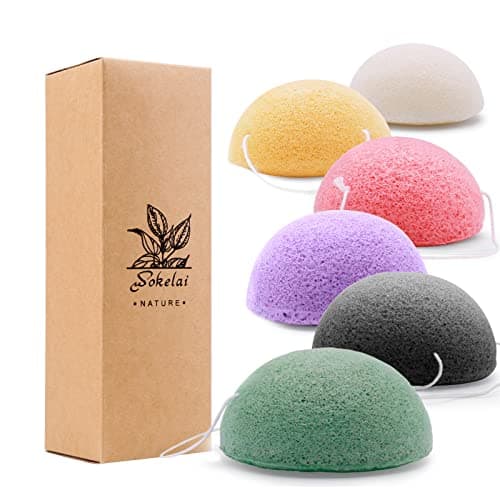 Image of Wokelai konjac sponge face set of 6 for All Skin Types Face body Exfoliation and Deep Cleansing Organic Natural Konjac facial sponges washing puff for Shower Bath SPA Scrubber for Kids Babys Men Women