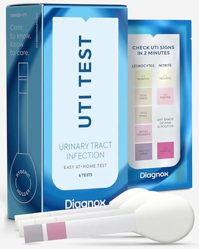 Image of Urinary Tract Infection Urine Test Strips | UTI Test Strips for Women & Men | High Precision Leukocyte and Nitrite Testing at Home | Individually Packed and Bigger Strip (6)
