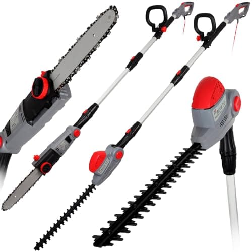 Image of NETTA 2 in 1 Electric Hedge Trimmer Corded & Chainsaw 710W - Long Reach Extendable Pole Trimmer Extends to 2.7m, Hedge Cutter & Bush Trimmer, Heavy Duty for Thick Branches, Adjustable Head, 10m Cable