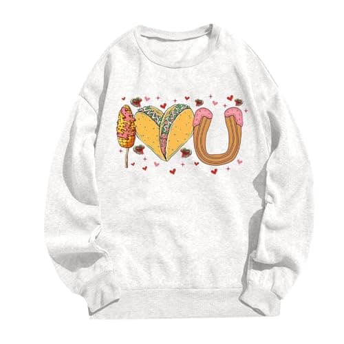 Image of Sweatshirt Pullover Printed Hoodie for Women Fashion Comfort No Hood for Effortless Style, White, L