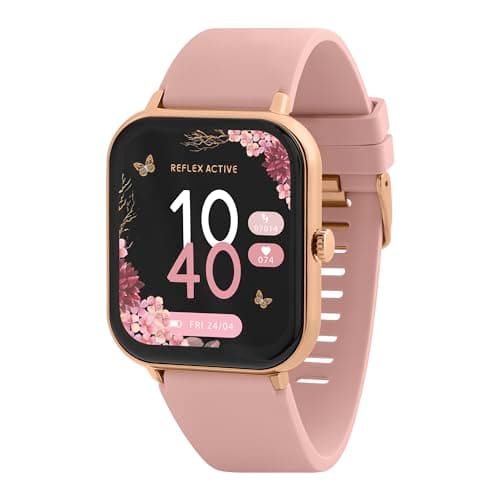 Image of Reflex Active Series 23 Rose Gold Plated Pink Strap Fitness Calling Smart Watch