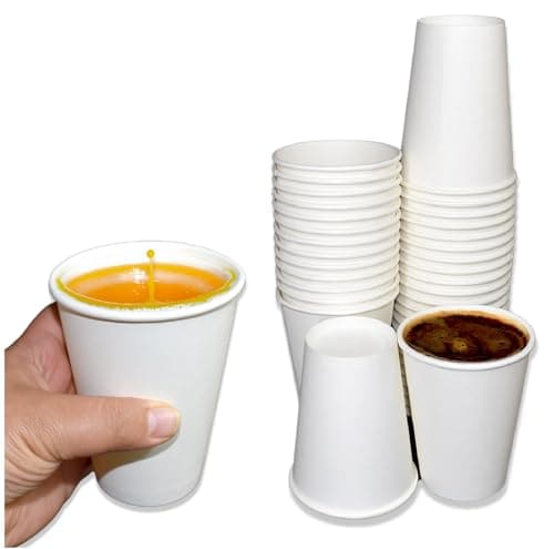 Image of Sunrise Packaging 100 x 12oz Large White Paper Cups for Hot & Cold Drinks - 340ml | Biodegradable Leak-Resistant Eco-Friendly Single Wall Disposable Coffee/Tea Cups (12oz - 100 Cups)