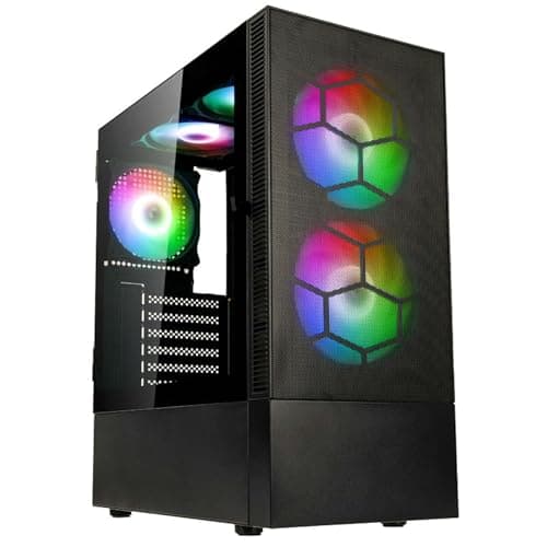 Image of Kolink Observatory MX Mesh ARGB Mid‑Tower PC Case – Black/White, Mesh Front, 5× Kolink Umbra ARGB Fans, Dual‑Tone with Half‑Hinged Tempered Glass Side