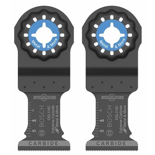 Image of Bosch Starlock Carbide Oscillating Tool Blades, Multi Tool Blades for Cutting Iron Bar, Metal, Wood with Nails, Drywall and Tile; 2-Pack, 1-1/4“ Width (OSL114C-2)
