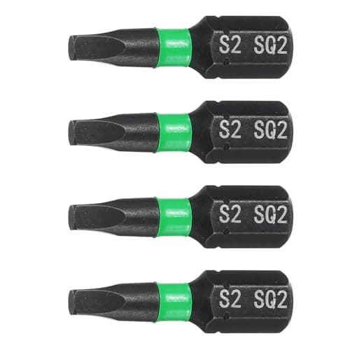 Image of TA-VIGOR 4PCS SQ2 Square Screwdriver Bits, 1/4" Hex Shank 25mm/1" Length Magnetic 4 Point Head Hex Bits, S2 Steel Hex Screwdriver Bit for Furniture Assembly DIY Repair