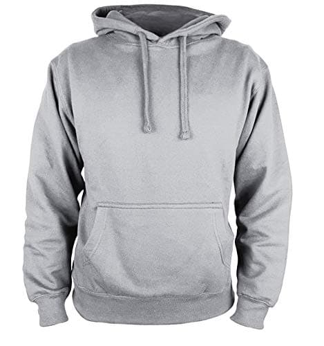 Image of Martes | Mens Plain long sleeve Hoodie Fleece Pull-Over | Soft and comfy Adult Top Sweatshirt Hoodies | Work and longe wear | Non-zip Up | Uni-Sex | 80% Cotton 20% Polyester | Heather Grey (1, Large)