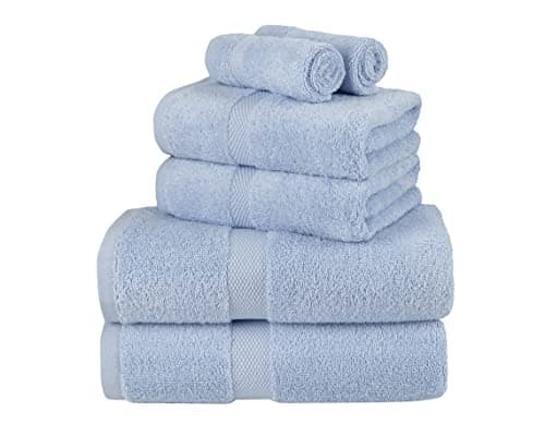 Image of La Maison 100% Egyptian Cotton 600GSM Superior Towel Bale Set Hand Towel Bath Towel 6 Piece Super Soft Everyday Use (Sky Blue)