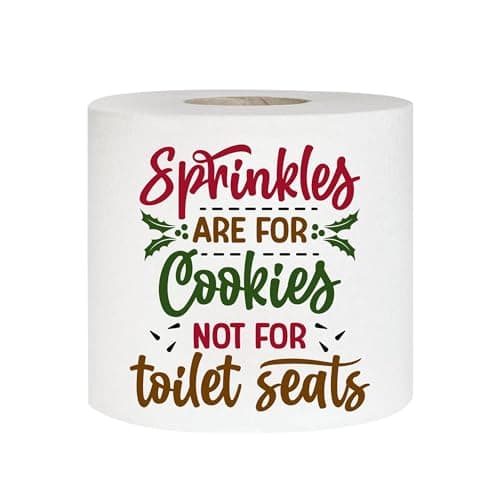 Image of EMUWORKS Novelty 3ply Toilet Roll - Christmas Gifts Funny Toilet Paper Joke Bathroom Tissue in Red Organza Bag for Secret Santa Kids Christmas Xmas Stocking Fillers #1 (Sprinkles are for Cookies)