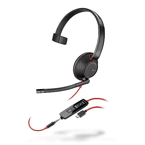 Image of Poly Blackwire 5210 Wired Headset (Plantronics) - Flexible Noise-Canceling Boom Mic – Single-Ear Design - Connect to PC/Mac, Mobile via USB-C, USB-A, or 3.5 mm - Works w/Teams, Zoom