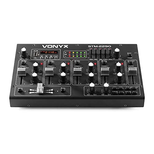 Image of Vonyx STM2290 8-Channel Bluetooth DJ Audio Mixer with USB MP3 Player, Built-in Sound Effects, 5-Band Stereo Equalizer & Microphone Input