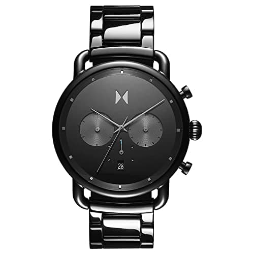 Image of MVMT Blacktop II Analog Watch - Vintage Chronograph Watch for Men - Water-Resistant Watch 5 ATM/50 Meters - Premium Minimalist Men’s Watch - Stainless Steel - 42mm & 47mm, Gloss Black, 47 MM, Blacktop
