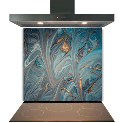 Image of Glass Splashback for Kitchen Toughened Heat Resistant Cooker Tile - Design 2027-60cm (w) x 60cm (h) - Screw Fixing