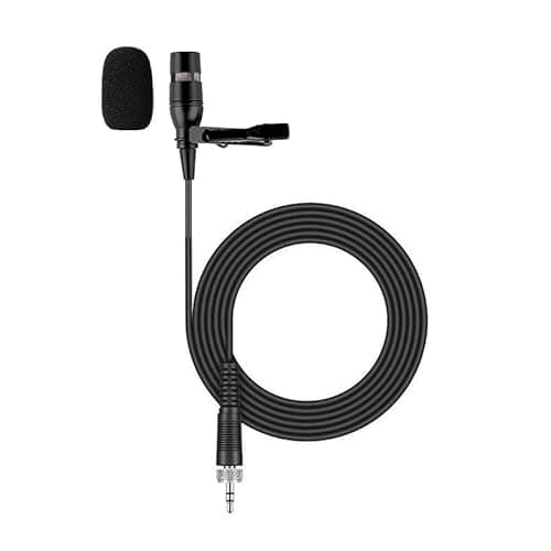Image of Replacement Clip-On Lavalier Microphone for Sennheiser Microphone Wireless Bodypack Transmitter Cardioid Condenser Lapel Mic, 3.5 mm (1/8 in) TRS, Black