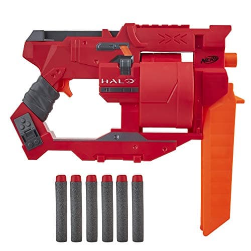 Image of Nerf Halo Mangler Dart Blaster - Pull-Back Priming Handle, Rotating 6-Dart Drum - Includes 6 Official Nerf Elite Darts, E9273EU5