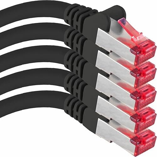 Image of 1aTTack.de Cat6 network cable 5x 0.25m CAT6 - shielding SFTP - CAT.6 RJ45 patch cable Ethernet cable DSL LAN router switch modem patch panel - black - 5 pieces