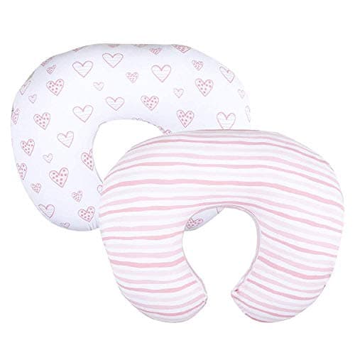 Image of Nursing Pillow Covers (COVERS ONLY) 2 Pack, Stretchy 100% Jersey Cotton Nursing Pillowcases, Large Zipper Ultra Soft, Fits for Chicco Boppy and Widgey Nursing Pillow，Pink