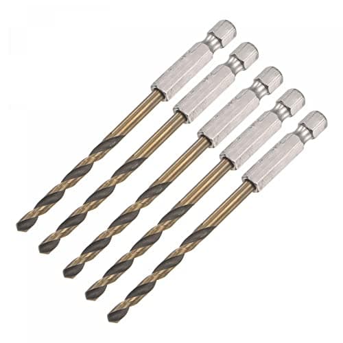 Image of sourcing map 5 Pcs High Speed Steel Hex Shank Twist Drill Bit, 4mm Drilling Dia with 1/4 Inch Hex Shank 95mm Length