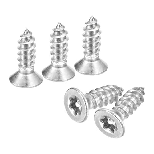 Image of sourcing map Flat Countersunk Head Torx Screws, 60Pcs M3 x 10mm 304 Stainless Steel Tamper Proof Sheet Metal Screws with Bit T10, Self-Tapping Anti-Theft for Wood, Mechanical Industry (Silver)