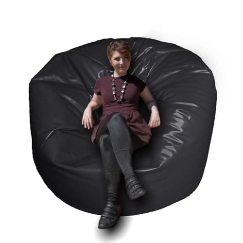 Image of Giant Bean Bag Beanbag, Faux Leather, Gaming Chair Seat, Large Seating Lounger, Couch, Sac for All Ages. Filling Included, Fire Retardant. (Black, XXL (100 x 100 x 60 cm))
