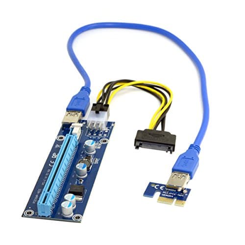 Image of JSER PCI-E 1x to 16x Mining Machine Enhanced Extender Riser Adapter with USB 3.0 & 6Pin Power Cable