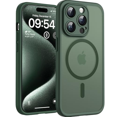 Image of TOCOL Magnetic for iPhone 15 Pro Max Case 6.7-Inch, Fit for MagSafe, Upgraded [Full Camera Protection], [14FT Military Grade Drop Tested] Shockproof Slim Translucent Matte Back Cover (Alpine Green)