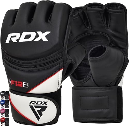 Image of RDX MMA Gloves for Grappling Martial Arts Training, D. Cut Open Palm Maya Hide Leather Sparring Mitts, Perfect for Cage Fighting, Adults & Kids Combat Sports, Punching bag, Muay Thai and Kickboxing