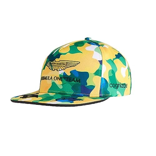 Image of Aston Martin Formula One Team 2023 - Team Fernando Alonso Brazil GP Special Edition Baseball Cap Official Merchandise Green/White/Yellow