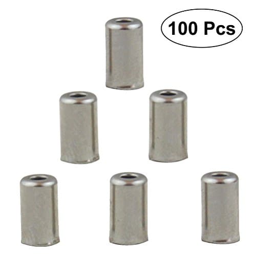 Image of VORCOOL 100 Pieces Metal Bicycle Brake Gear Mounting Cable Wire Cord End Crimps Tips Ferrules (Silver)