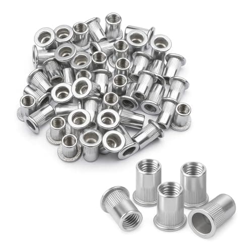 Image of 100pcs M6 Rivet Nuts, Threaded Insert Nutserts, Threaded Inserts Stainless Steel Rivnut, Flat Head Threaded Rivet Nuts for Metal Sheets, Electrical Appliances and Industrial Products