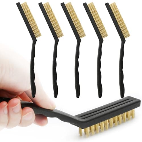 Image of 6Pcs Brass Wire Brush Set, Plastic Handles Wire Brush for Cleaning Welding Slag, Paint and Metal Rust