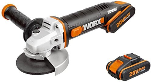 Image of WORX WX800 18V (20V Max) Cordless 115mm Angle Grinder with x2 2.0Ah Batteries, Black