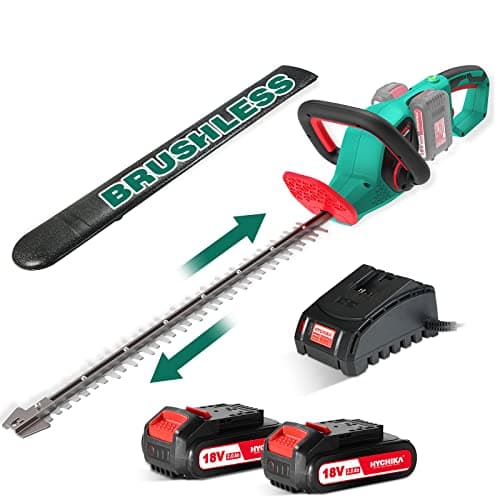 Image of Hedge Trimmer, HYCHIKA 36V Cordless Hedge Trimmer, 60cm Dual Action Blades Shock Absorption, 26mm Tooth Opening, Electric Hedge Trimmer with Ergonomic Rotating Handle, For Trimming Hedges and Bushes