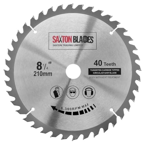 Image of Saxton TCT Circular Wood Mitre Saw Blade 210mm x 40T x 25.4mm Bore fits Evolution Rage Saws