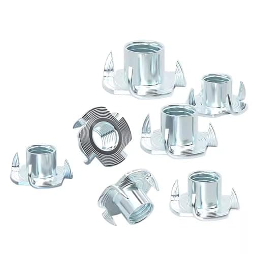 Image of YOOZIYA 10 pcs M10x13mm T Nuts for Wood,Four Prong Tee Nuts Zinc Plated Carbon Steel,Hammer In Blind Threaded Inserts for Furniture,DIY,Woodworking