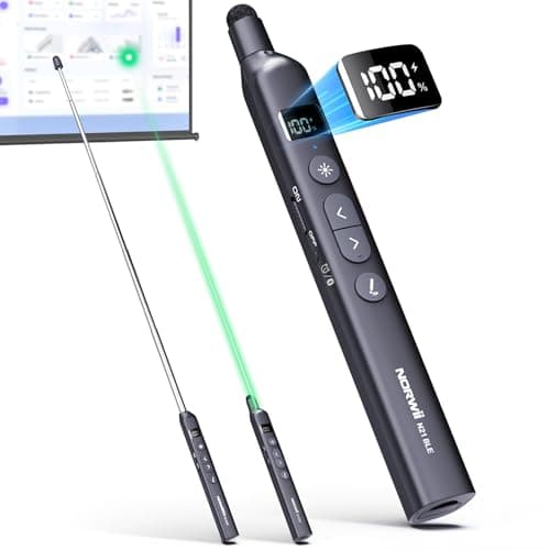 Image of Norwii N21 Bluetooth Presentation Clicker with Telescopic Teaching Pointer, Presentation Remote with Retractable Stick for PowerPiont, Wireless Presenter, Slide Advancer - Black