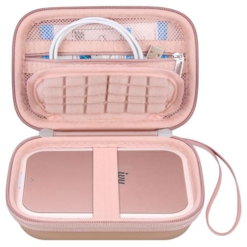 Image of Canboc Carrying Case for Canon Zoemini 2 Compact Portable Photo Printer, Zipper Mesh Bag fit Photo Paper Cable, Rose Gold+Rose Gold