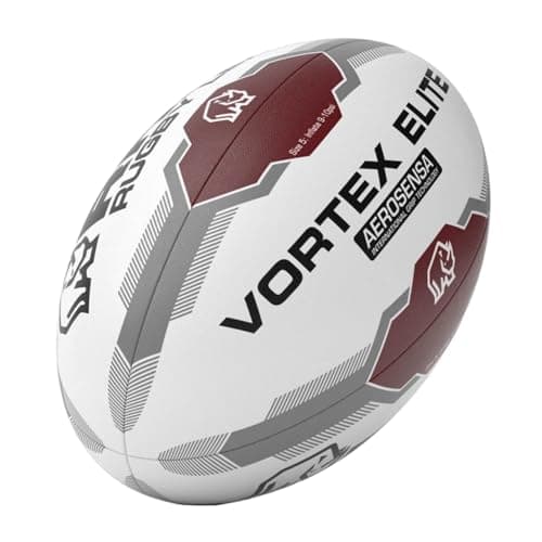 Image of Rhino League Vortex Elite Rugby Ball (5) (White/Maroon/Grey)