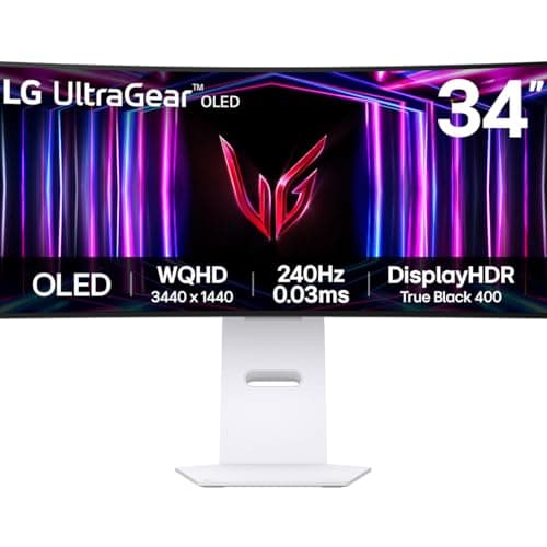Image of LG Ultragear Curved OLED Gaming Monitor 34GS95QE, 34 Inch, 1440p, 240Hz, 0.03ms, OLED Display, HDR 10,NVIDIA G-Sync Compatible & AMD FreeSync, Smart Energy Saving, DisplayPort, HDMI
