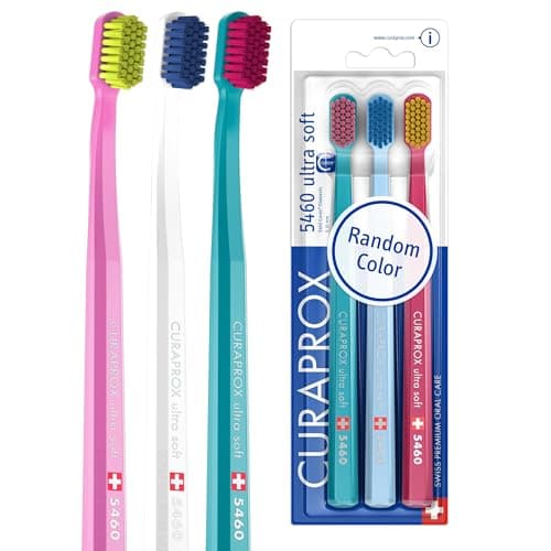 Image of Curaprox CS 5460 Ultra-Soft Toothbrush – for Sensitive Teeth & Gums | Gentle Plaque Removal | 3-Pieces | Random Colour | Made in Switzerland